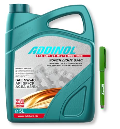 ADDINOL Motoröl 5W40 Super Light 0540 5 Liter + WECTOL STIFT