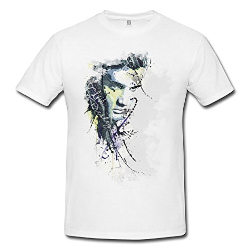 Elvis Presley (2) T-shirt haut de gamme pour homme Motif aquarelle Paul Sinus - Blanc - Medium Cover