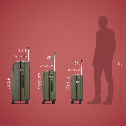 Image of VIP Corsa 2 Pc Set Cabin 55 Cm (Small) Check-in 66 Cm (Medium) 8 Wheels Spinner Trolley Bags for Travel, Hard Case Lightweight Bag with Combination Lock, Tough Suitcase for Travel (Green)