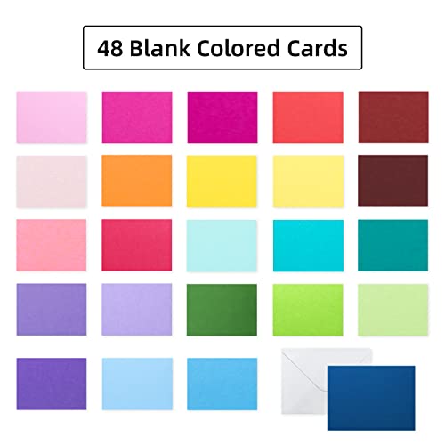 Livholic 48 Pack Blank Colorful Cards And White Envelopes 5 X 7Inch Colored Greeting Cards 24 Assorted Colors Heavy Weight Thank You Cards For Invitation,Birthday,Baby Shower, Graduation #TOP1