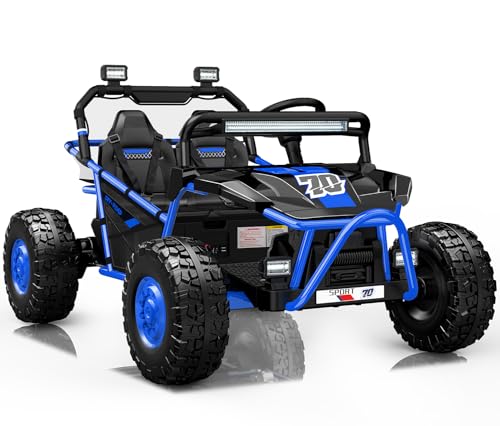 First Ride On 36V Kids Ride On UTV, 2-Seater 400W Electric Car for Kids 6+, 5-8 MPH Speed, 14' EVA Wheels, Metal Frame, Bluetooth Music, Rear Metal Suspension Off-Road Vehicle (Cobalt Blue)