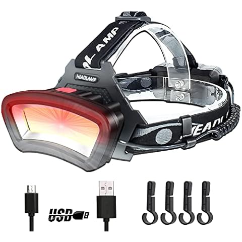 DARKBEAM Hard hat Headlamp COB LED Floodlight with Red Light USB Rechargeable 2000 Lumen - Car Maintenance and Night Construction - Included Rechargeable Battery Last for 6-10 Hours Cover