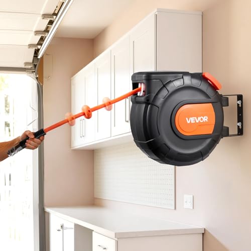 Miniatura 8 de Vevor Carrete De Manguera De Aire Retráctil 15 M X 9,5 Mm, Manguera Para Compresor De Aire Presión Máxima De 300 Psi, Con Entrada De 1 M, Montaje En Techo O Pared Giratorio De 180 , Para Garaje