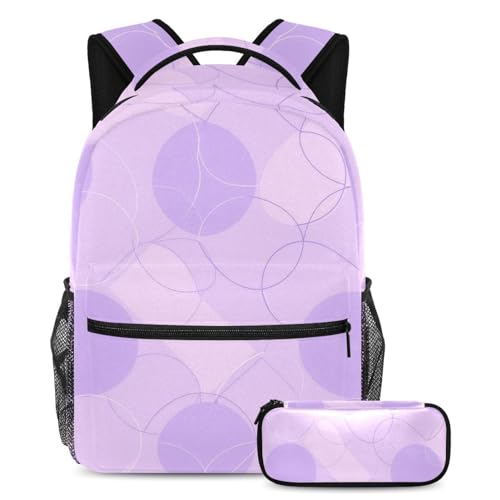 Sac à dos de voyage anti-désordre motif violet circulaire avec grande trousse