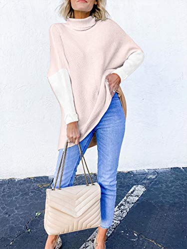 Image of ANRABESS Womens Casual Fall Sweater Turtleneck High Neck Batwing Sleeve Oversized Sweater Dress
