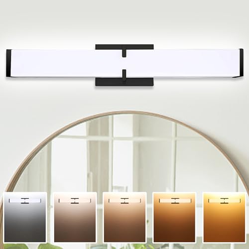 Image of 16 inch Bathroom Vanity Light 2700 /3000 /3500 /4000 /5000k Dimmable, Black Modern Matte for Vanity Lighting Over Mirror LED, Equivalent to Incandescent 200W, ETL Certificated (1 Pack)