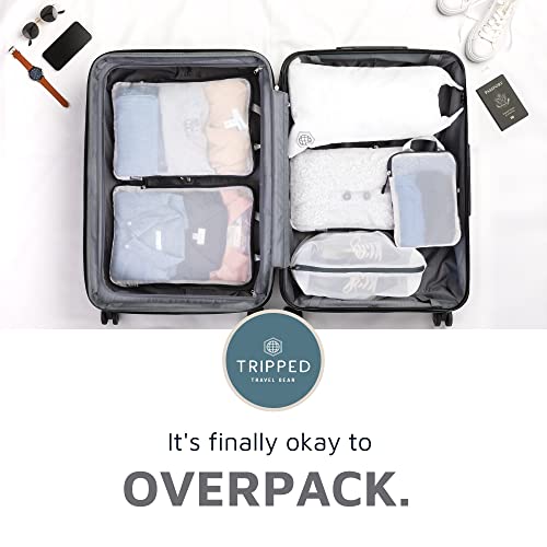 Large Packing Cube Set with See Through Mesh- Compression Packing Cubes Travel Organizers (White) - Thumbnail 7