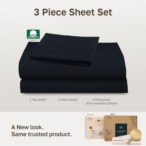Image of Soft Natural 100% Cotton Sateen XL Twin Sheets, 3 Pcs, Midnight Deep Blue