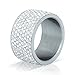Jewelrysays 12MM Wide 8 Row Clear Crystal Ring Men Women Stainless Steel Iced Out Rings(Silver,9)