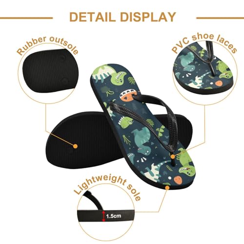 Cute Dinosaur Green Men's & Women's Classical Beach Rubber Sandal Flip Flop Comfortable Slipper 214B26532