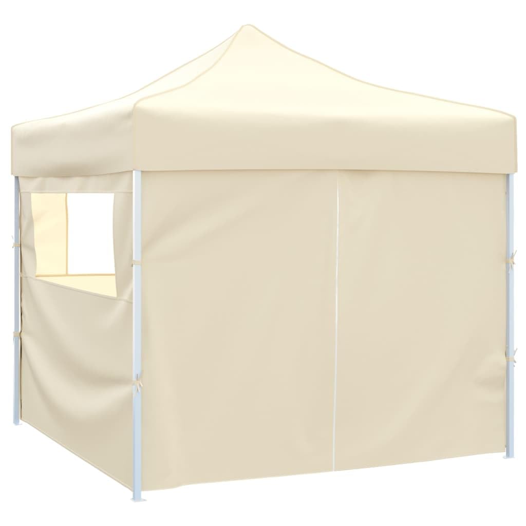 Tienda plegable con 4 paredes, 3 x 3 metros, blanco crema, pabellón plegable para eventos al aire libre, fiestas en el jardín y fiestas con estructura de acero resistente y techo Oxford 600D