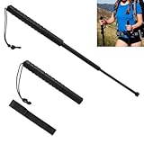 Schwarzer Teleskop-Einsatzstab mit Gürteltasche - Robust, rutschfest & kompakt Wanderstöcke Biegbare, Stoßfeste, zum Camping, zur Wanderung geeignetc