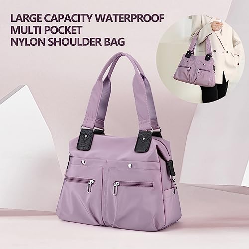 Large Capacity Lightweight Waterproof Multi-Pocket Nylon Shoulder Bag with Zipper, Women Crossbody Bag Travel Tote Bag2