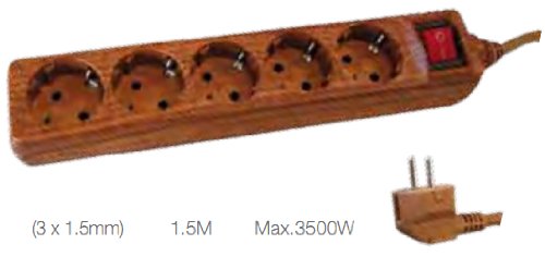 GSC 0001063 Base multiple 5T + Int. (3x1.5mm) 1,5M Madera