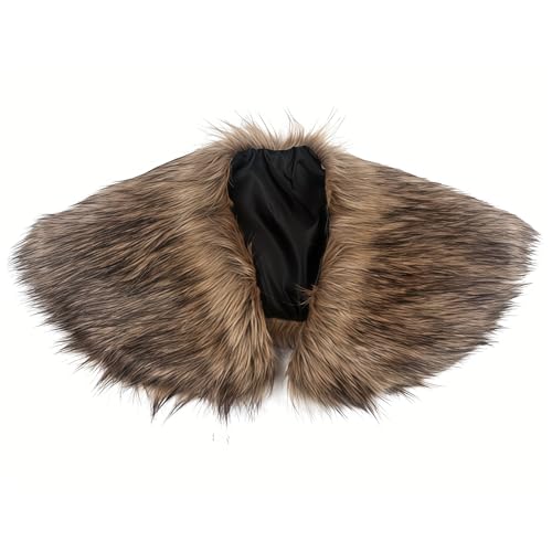 RAOPNHS Wikinger Fell Schal Pelzkragen für Mittelalter Kostüm Damen Wikinger Kleidung Wikinger Kostüm Damen Herren Fellkragen für Karneval Cosplay Halloween Rollenspiel Party