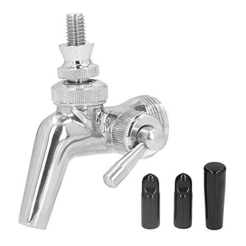 FOUF Upgraded Beer Faucet, Stainless Steel Beer Flow Control Faucet Home Brewing or Commercial Beer Keg Tap Front Seal Design Speed Adjustable Beer Faucet Kit with 2 Dust Covers and a Handle