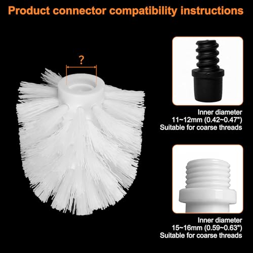 Image of uxcell 2 Pcs Toilet Bowl Brush Replacement Head 15mm, Toilet Scrub Brush Cleaning Round Ball Shaped Toilet Brushes Heads White