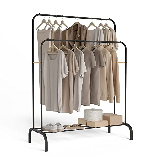 Newlux - Appendiabiti da Terra fino a 30kg Hangy Duo 30 con doppia altezza. Appendiabiti asino in metallo con grande stabilità | Facile montaggio | Base antigraffio (115x50x150cm) | Nero