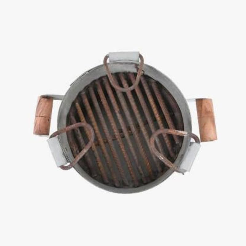 Image of Iron Sigdi /Angeethi /Sigadi Traditional Heavy Duty Stove /Tandoor | Wooden Handles, Iron Ashtray /Heater /Chulha, Iran