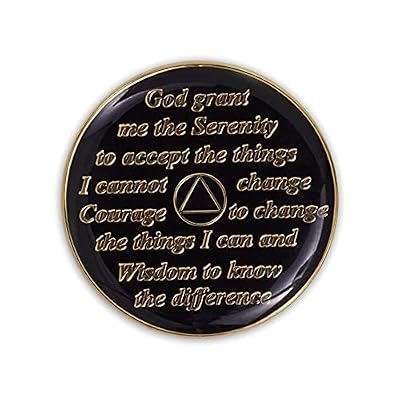 2 Year Sobriety Coin | Triplate AA Chip Recovery Anniversary Token (Black)