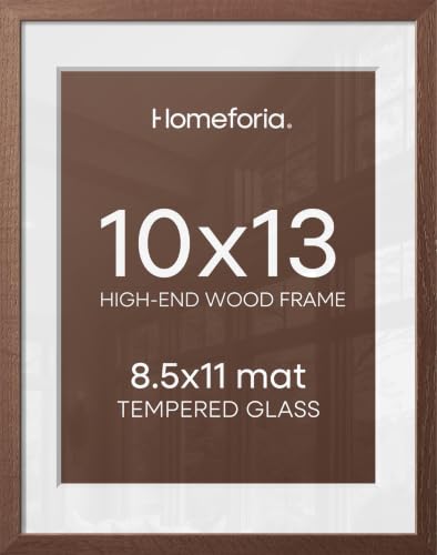 Image of Homeforia 10x13 Brown Picture Frame, High End Dark Oak 10x13 Walnut Poster Frame with Mat 8.5x11, 10 x 13 Wooden Frames Matted to 8 by 10 inch Photo, 13x10 Frames, Tempered Glass, Wall Kit, Set of 1