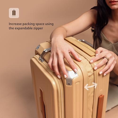 Image of Acer Brisbane Suitcase, 24 inch Check-in, with 360 Degree Spin 8 Wheels, Double TSA Lock, Dual Opening (Top and Mid), Expandable, Recycled Polyseter Material, Gold Coast
