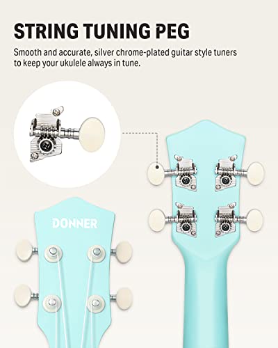 donner soprano ukulele for beginner 21 inch matte ukulele beginner kit with bag strap tuner strings picks cloth free online lessons holiday christmas amp birthday gift cyan blue