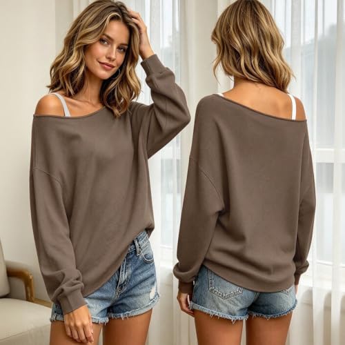 Off the Shoulder Tops for Women Oversized Long Sleeve Pullover Sweatshirts - image 3