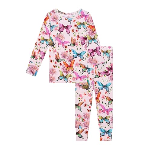 Posh Peanut Girls Pajamas - Soft, Viscose from Bamboo PJs for Kids - Matching, Long Sleeve Toddler Pajamas for Girls