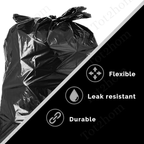 Image of Tot2hom Small Size Garbage Bags 17 x 19 Inches - Black - Pack of 1 Roll - 30 Bags | with Tie-String | Strong Leak-Proof Dustbin Covers for Home, Office, Kitchen, Bathroom, cafes, Clinics