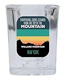 Willard Mountain New York Ski Top of the Mountain 2 Ounce Liquor Shot Glass Square Base