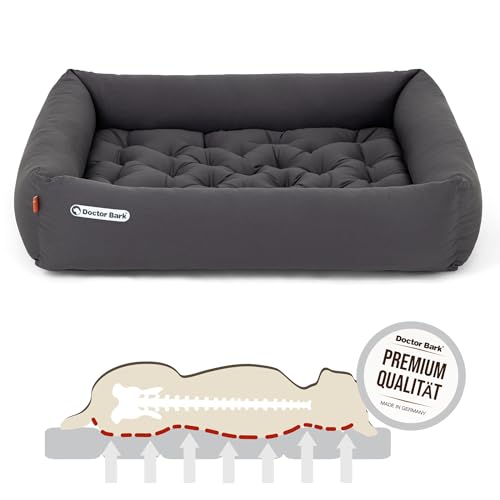 Doctor Bark Hundebett Orthopädisch - Waschbar bis 95°C, Geruchsfrei & Hygienisch - Kuscheliger Hundekorb Grosse Hunde mit Hundematratze (XL - 100x90 cm, Grau)