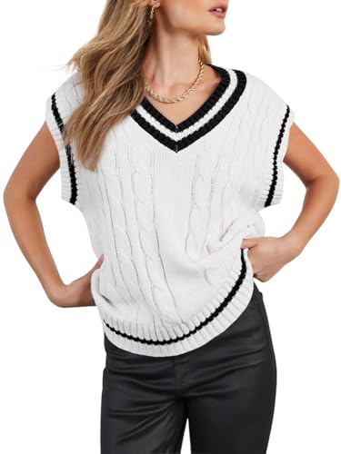 Womens V Neck Oversized Sweaters Vest Sleeveless...