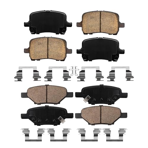 Image of Detroit Axle - Brake Pads for Chevrolet Malibu Pontiac G6 Saturn Aura, Front and Rear Ceramic Brake Pads with Hardware Replacement