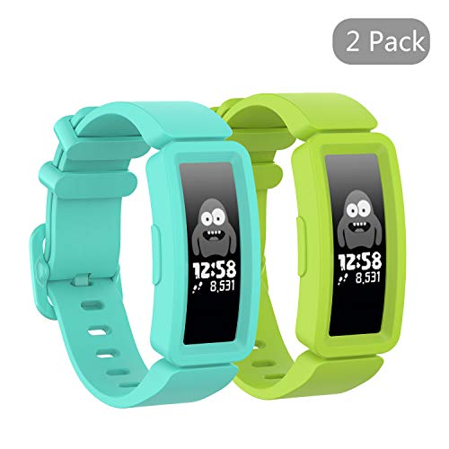 (2 Pack) Qiyiguo Solid Color Bands Compatible for Fitbit Ace 2 Bands