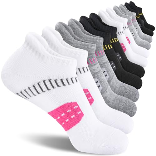 EconioSocken Sneaker Socken Damen 39-42Anti-Blasen Laufsocken mit gepolsterter Unterstützung Kurze Knöchelsocken Atmungsaktive Sportsocken sneakersocken damen 35-38 6 Paar