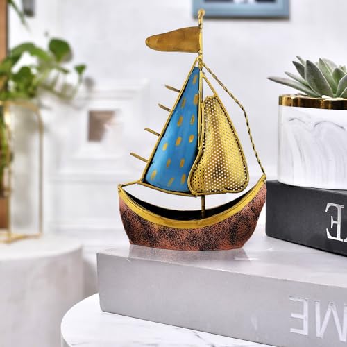 Image of CraftVatika Metal Turkish Ship Boat Naav Showpiece Figurine for Home Decor Living Room Tabletop Desktop Side Corner, Home Decorative Items (12 Inches Height) (Type 1)