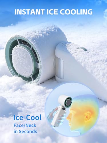 Image of Portable Handheld Fan with Ice Cooler, 199 Speed Personal Fan,Foldable 3 in 1 Rechargeable Battery Operated Essentials Hand Fans Summer Essential for Travel /Outdoor /Office.(WHITE)