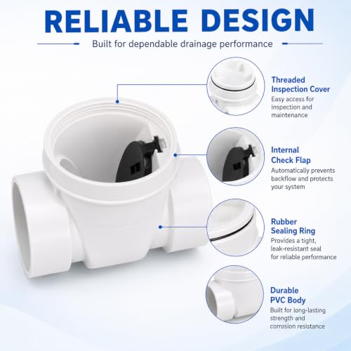 Image of 4 inch Backflow Preventer Valve,4 Inch Backwater Check Valve, Drain Backflow Preventer Valve Prevents Sewage and Rainwater from Flowing Back