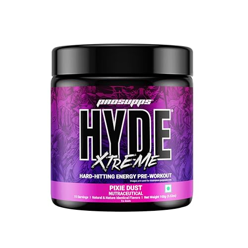 Image of HYDE Xtreme - Hard Hitting Energy Pre Workout Supplement | Caffeine, Beta-alanine, Creatine HCl, L-arginine | For Muscle Pump, Vascularity, Strength and Focus | 15 servings (Pixie Dust)