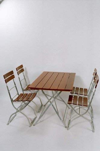 Kunibert Biergartengarnitur Modell Brauerei 1 A Brauereiqualität 1 Tisch Eckig120x70 + 4 Stühle