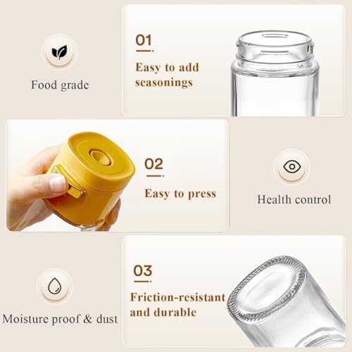 Image of SKYTONE Salt and Pepper Shakers 1 Pcs, Precise Quantitative Salt Shaker with Clear Glass - 0.5g Salt per Press, Salt and Pepper Set for Cooking Table Camping RV Outdoor BBQ (2, Modern)