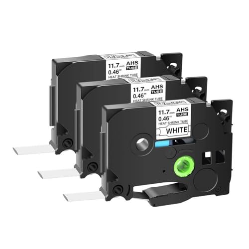Rubans d'étiquettes HSe-231 thermorétractables noir sur blanc 11.7mm pour gaine de câble x3