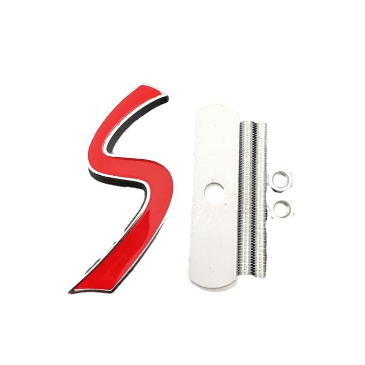 Image of Metal S Lettering Front Grille Grill Chrome w /Mount Emblem Badge Fit for Universal Cars (Red)