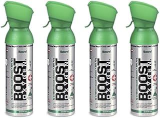 Boost Oxygen 5 Liter Natural Pure Canned Oxygen Bottle Canister with Built in Mouthpiece for High Altitudes and Recovery, Natural Flavor (4 Pack)