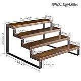 YMYNY 4 Tier Spice Rack Organizer for Cabinet, Wood Step Shelf Storage Holder, Free Standing Kitchen Pantry Countertop Shelves Cupboard for Spice Bottles, Jars, Seasonings, Rustic Brown Black HSR004H - Image 3