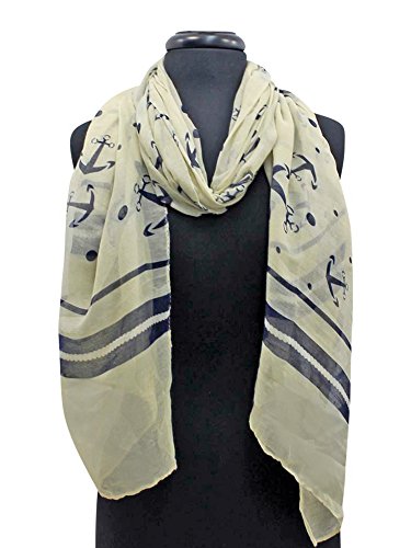Anchor Print Lightweight Scarf Shawl3