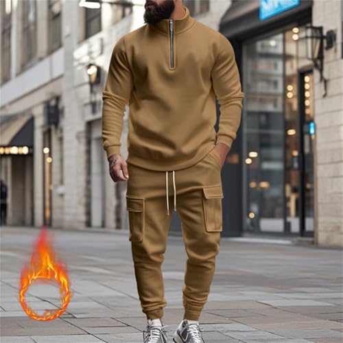 Combinaison de sport pull à fermeture éclair ensemble douillet café