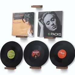 Wood Vinyl Record Shelf Wall Mount, Small Wall Record Holder Display Shelf, Vinyl Record Shelves Record Album Display Holder for LP, CD, Book Art Storage Vintage Home Decor (6, Light Walnut) - Les Beatles, Paul McCartney, John Lennon, RIngo Starr, George Harrison