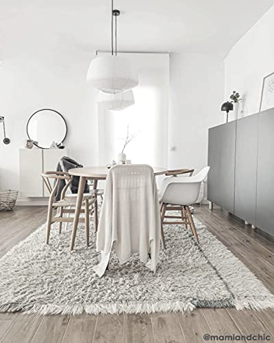 Lorena Canals -Woolable- Washable Wool Rug Winter Calm -Natural, Gray, Blue- Pile: 100% Wool | Base: Recycled Cotton 5' 7" X 7' 11" #TOP6